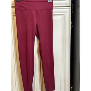 Heroine Sport Women's Pull On Stretch High-Waisted Ankle Leggings Maroon Medium